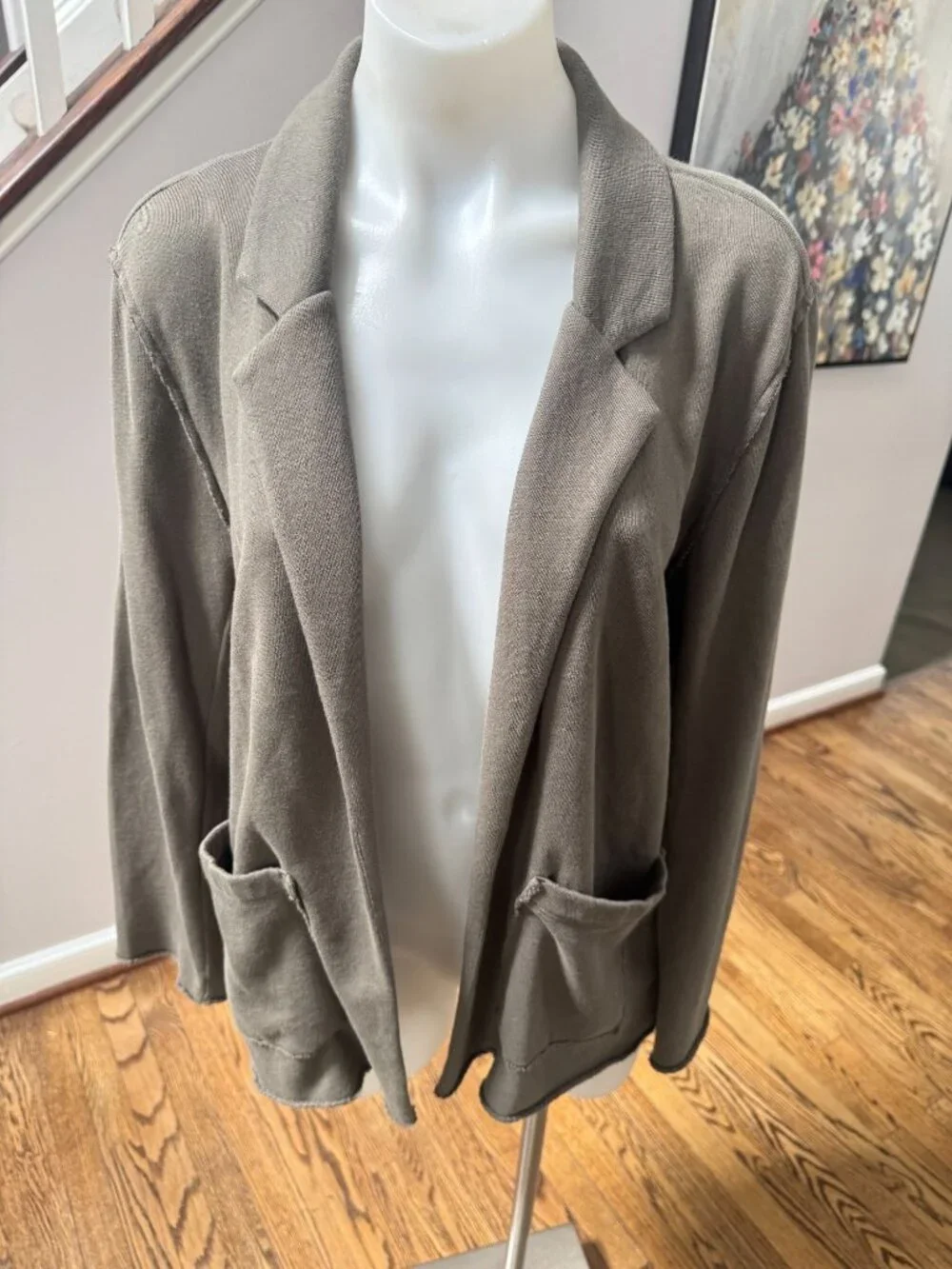 Eileen Fisher Lightweight Organic Cotton Terry Blazer Green Size Small